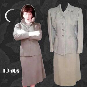 1940s Vintage Skirt Suit, 40s Pencil Skirt & Tailored Fitted Blazer by Bond